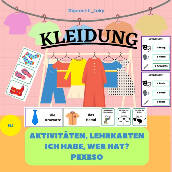 KLEIDUNG - Lehrkarten, Aktivitäten, Pexeso, Ich habe, wer hat?