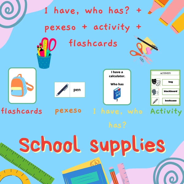 sada aktivit na téma - SCHOOL SUPPLIES