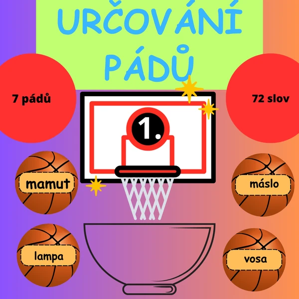 URČOVÁNÍ PÁDŮ - basketbalové koše