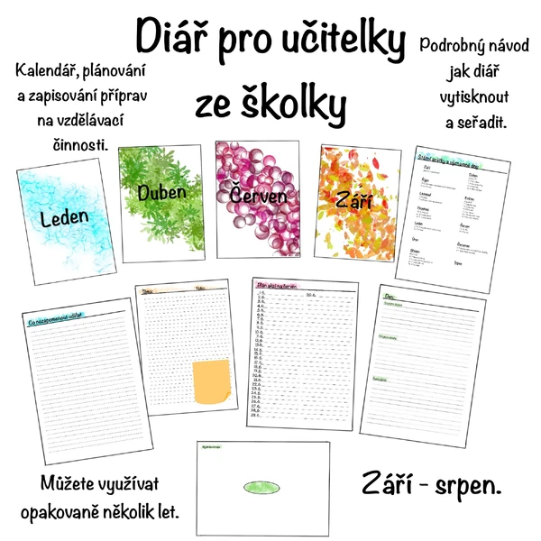 Diář pro učitelky ze školky