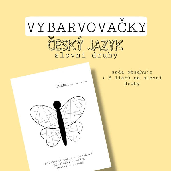 Vybarvovačky - slovní druhy