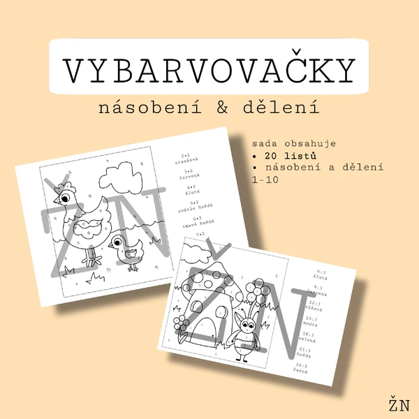 Vybarvovačky - násobení a dělení 1-10