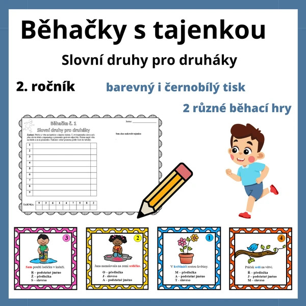 Běhačky s tajenkou: Slovní druhy pro druháky