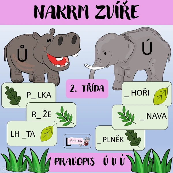 Nakrm zvíře - pravopis ú ů u