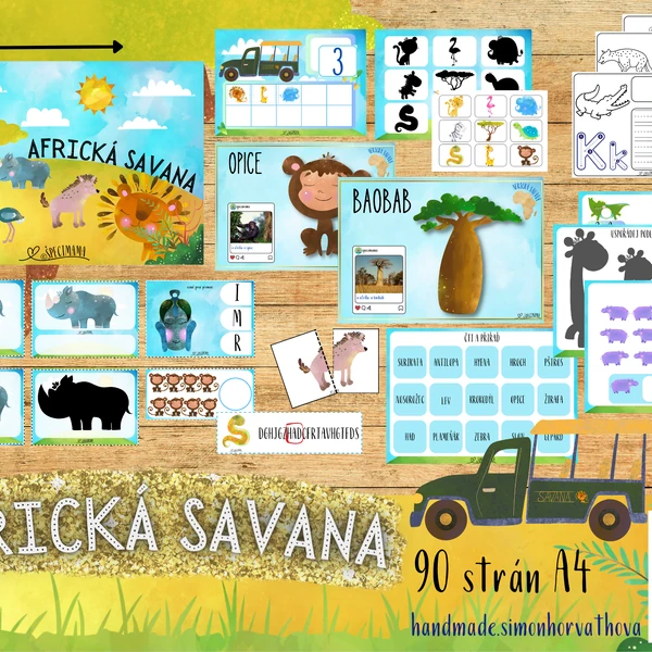 AFRICKÁ SAVANA - ZVÍŘATA (vlastní autorské ilustrace)