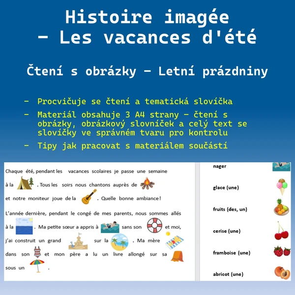 Histoire imagée - Les vacances d'été / Obrázkové čtení - Letní prázdniny