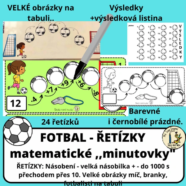 FOTBAL - ŘETÍZKY matematické ,,minutovky"