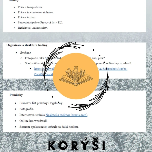 Plán vyučovací hodiny – Korýši – rak říční, rak bahenní, rak kamenáč