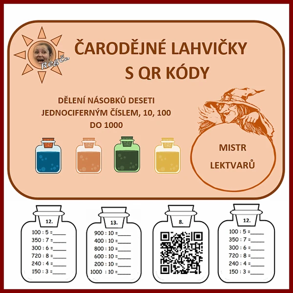 Čarodějné lahvičky s QR kódy - dělení