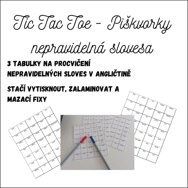 Nepravidelná slovesa - TIC TAC TOE (piškvorky)