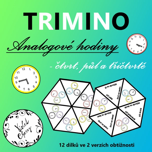 Trimino - Analogové hodiny: čtvrt, půl a třičtvrtě