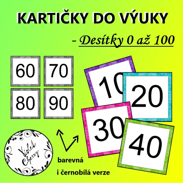 Kartičky do výuky - Desítky 0 až 100
