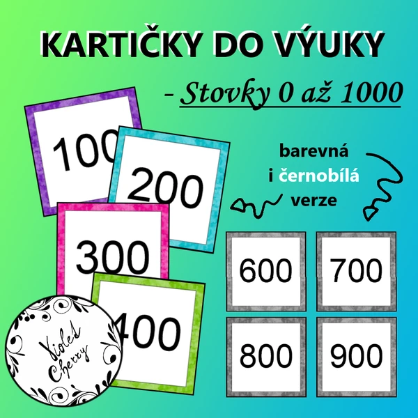 Kartičky do výuky - Stovky 0 až 1000