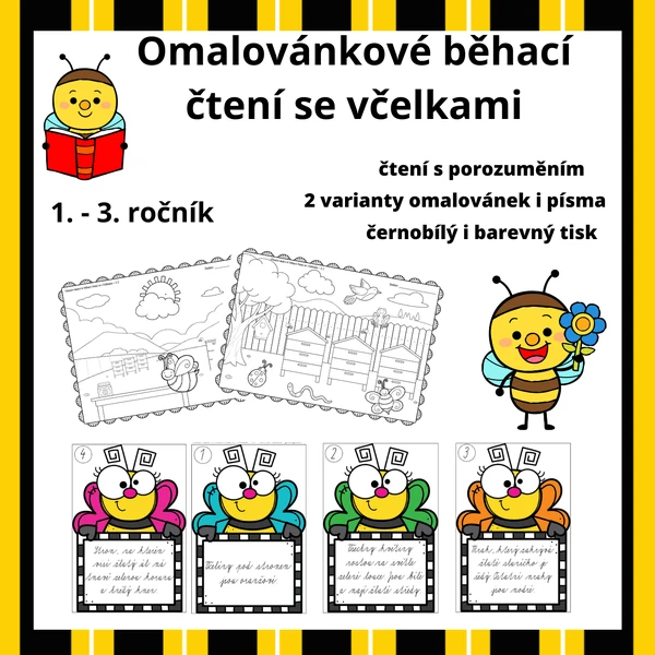 Omalovánkové běhací čtení se včelkami