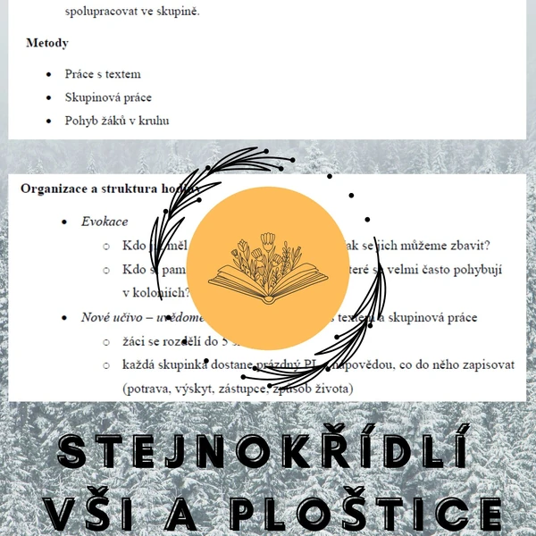 Plán vyučovací hodiny - hmyz – nedokonalá proměna – stejnokřídlí