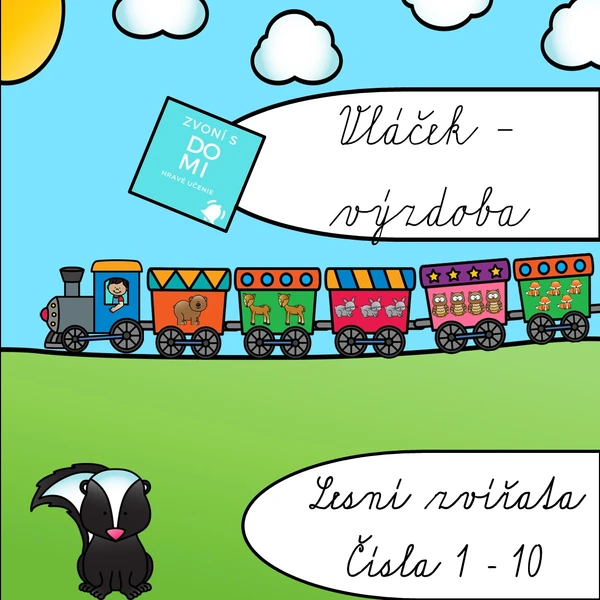 Čísla od 1 - 10 lesní zvířata ve vlaku