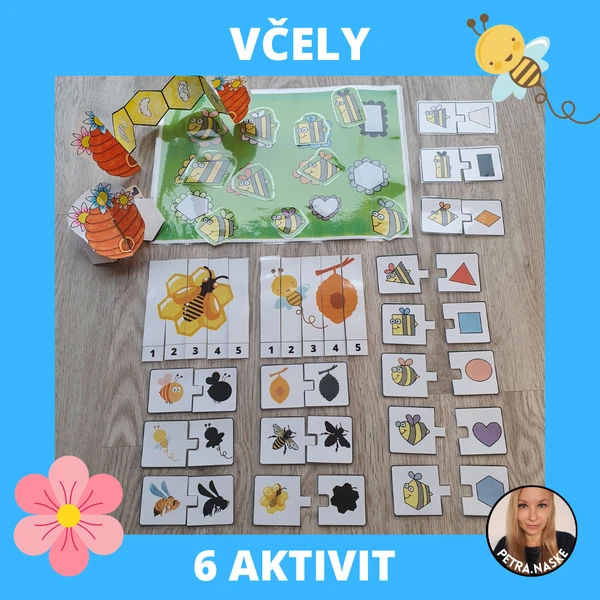 Včely - skládačky, vystřihovánka, pracovní listy, puzzle
