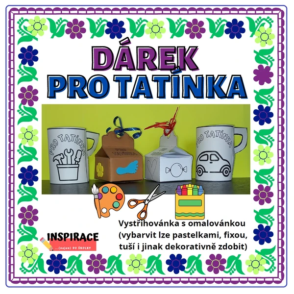 Vystřihovánka s omalovánkou / dárek pro tatínka