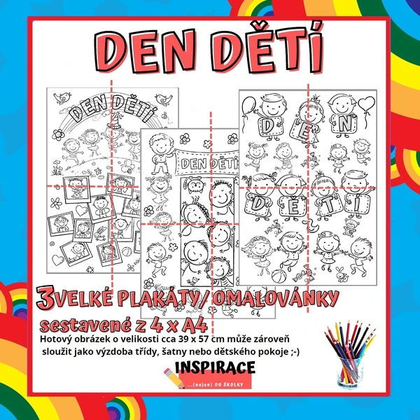 VELKÉ omalovánky/ plakáty DEN DĚTÍ (4xA4)