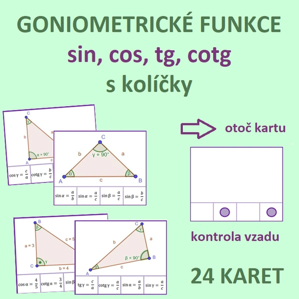 GONIOMETRICKÉ FUNKCE s kolíčky (sin, cos, tg, cotg)