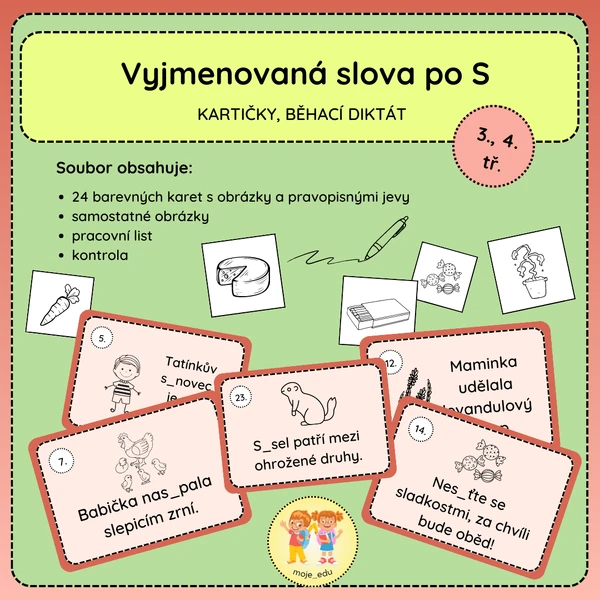 Vyjmenovaná slova po S - běhací diktát, kartičky