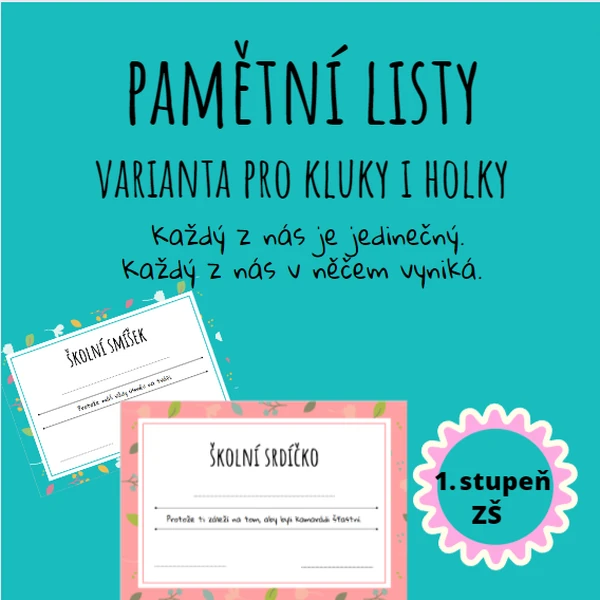 Pamětní listy pro kluky i holky
