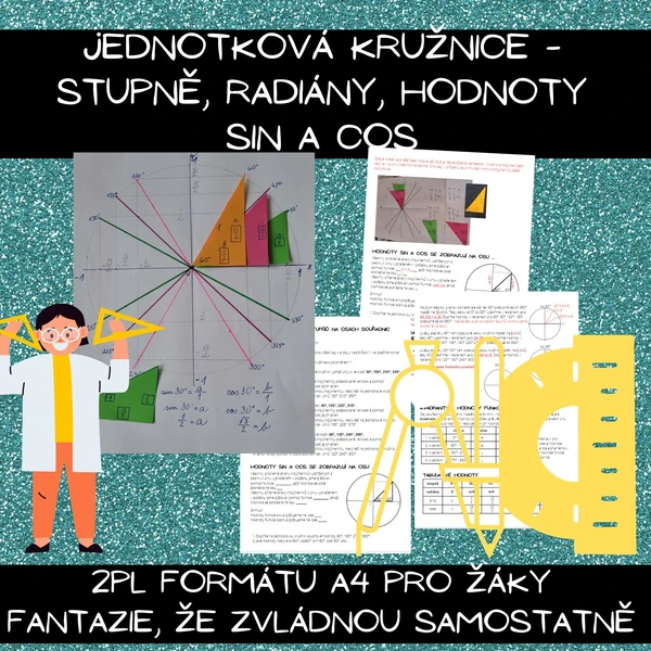 Jednotková kružnice - stupně, radiány, hodnoty sin a cos