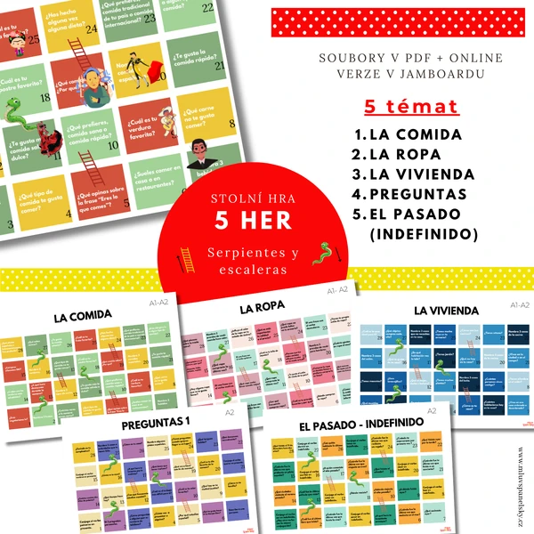 5 deskových her ve španělštině (žebříky a hadi)