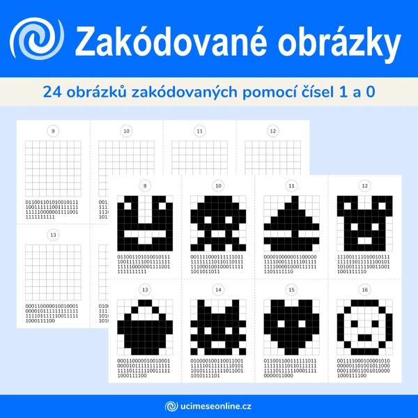 Zakódované obrázky - 24 obrázků zakódovaných pomocí jedniček a nul