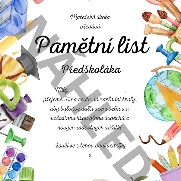 Pamětní list předškoláka