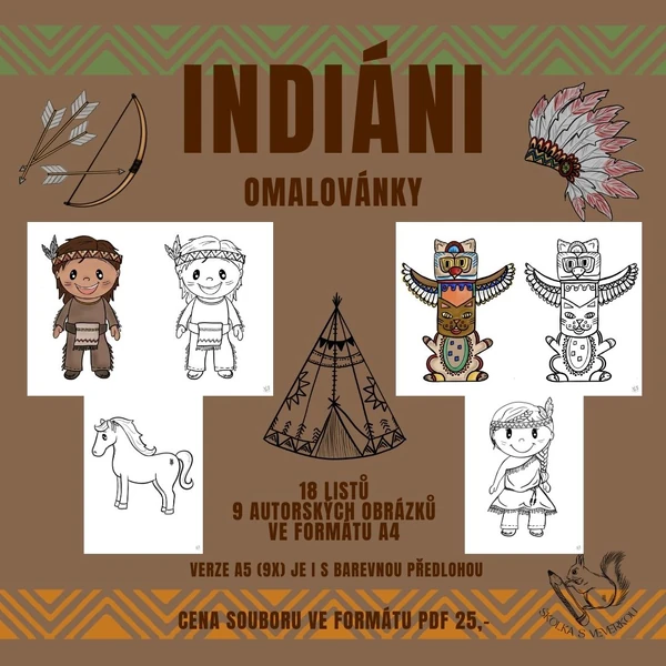 INDIÁNI - autorské omalovánky