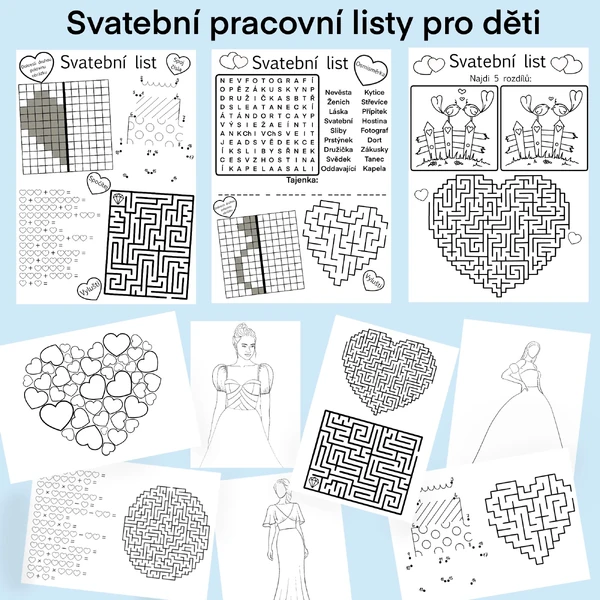 Svatební pracovní listy pro děti