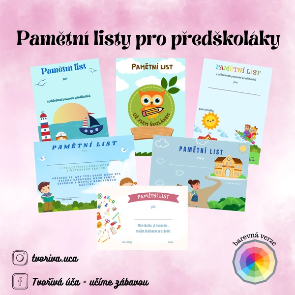 Pamětní listy pro předškoláky