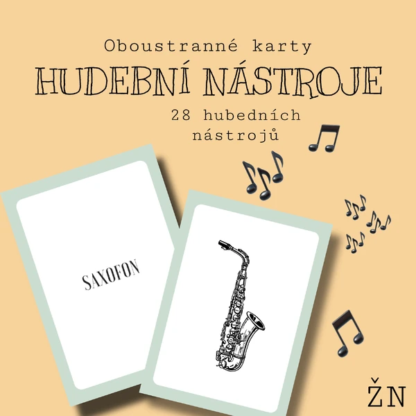 Hudební nástroje - oboustranné karty