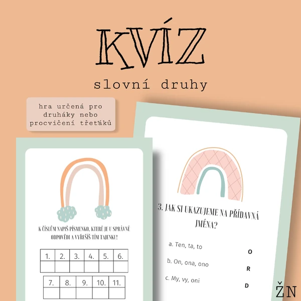 Běhací kvíz - slovní druhy