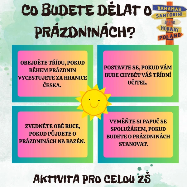Co budete dělat o prázdninách? Aktivita s kartami 