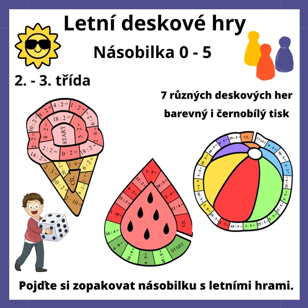 Letní deskové hry s násobilkou 0 - 5