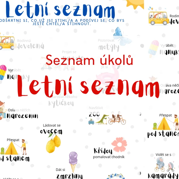 Letní seznam pro děti na prázdniny