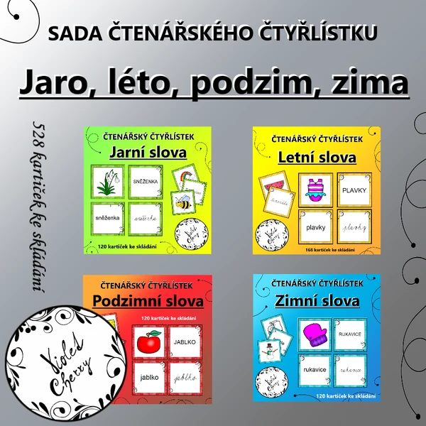Sada čtenářského čtyřlístku - Jarní, letní, podzimní a zimní slova