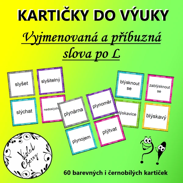 Kartičky do výuky - Vyjmenovaná a příbuzná slova po L