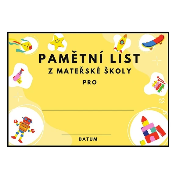 Pamětní listy z mateřské školy 
