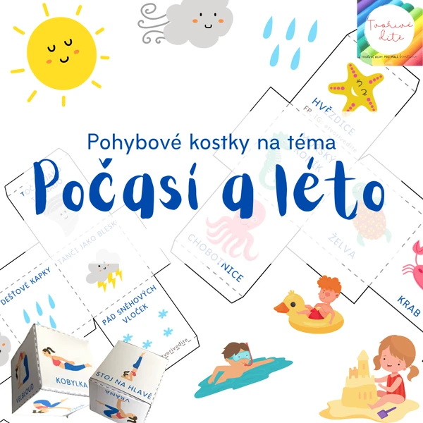 Pohybové kostky - sada Počasí a léto