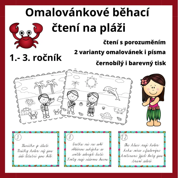 Omalovánkové běhací čtení na pláži