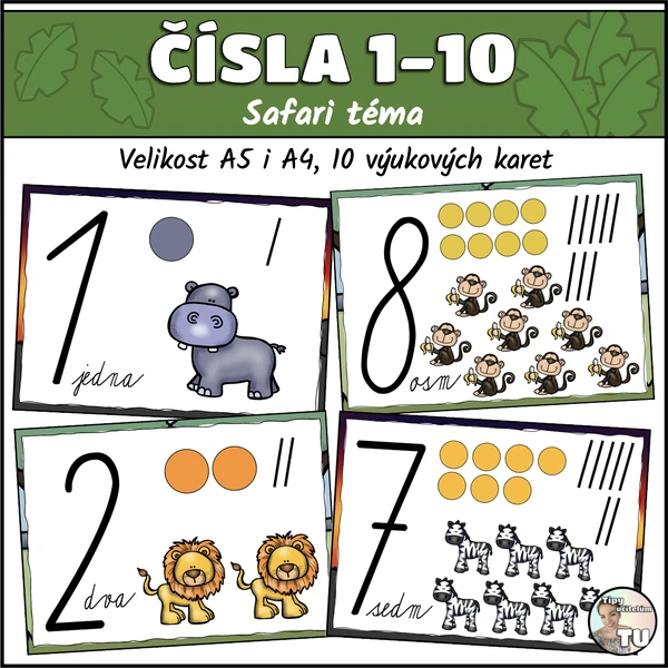 Čísla do 10 - safari téma