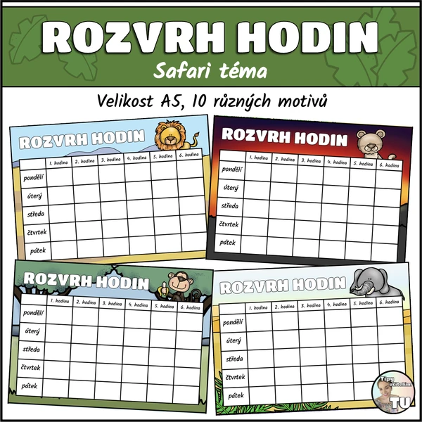 Rozvrhy hodin pro žáky - safari téma