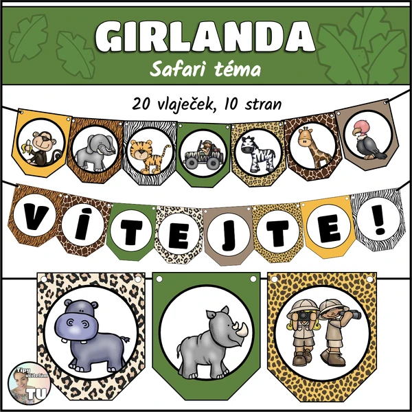Girlanda - výzdoba třídy - safari téma