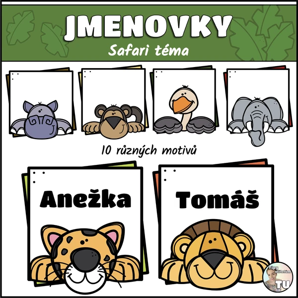 Jmenovky - téma safari