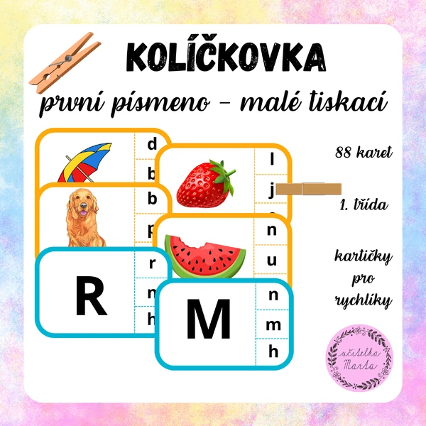 Kolíčkovka - první písmeno - malá tiskací