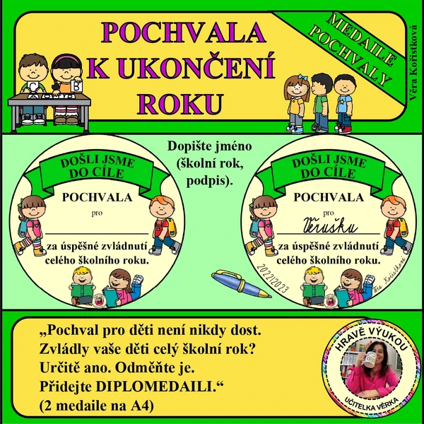 POCHVALA K UKONČENÍ ROKU