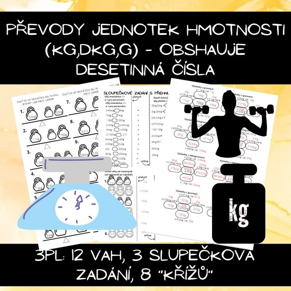 Převody jednotek hmotnosti (kg,dkg,g) -v desetinných číslech